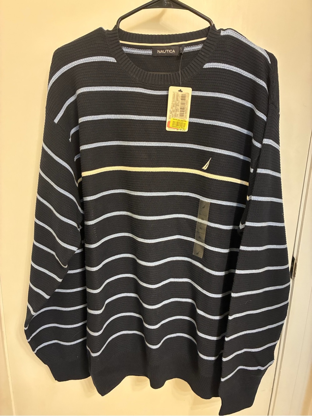 Nautica Men’s Navy Striped Crewneck Sweater - XL